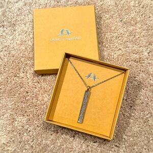 Chloe + Isabel Gold Pave Crystal Bar Long Pendant Necklace 30”